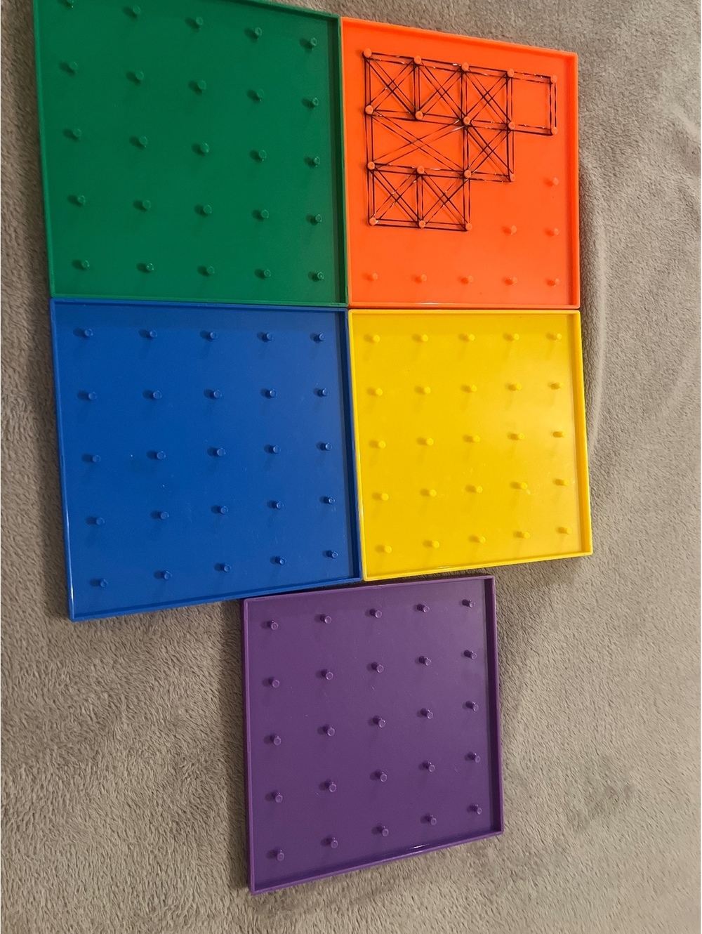 Set of 5 Colorful Plastic Geoboards for Educational Use